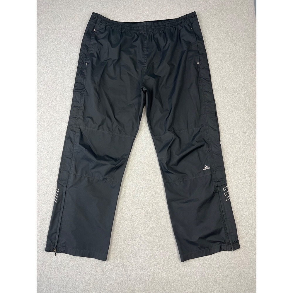 Vintage Adidas Track Pants Mens 2XL Black Loose Fit Tear Away Zip Legs Y2K